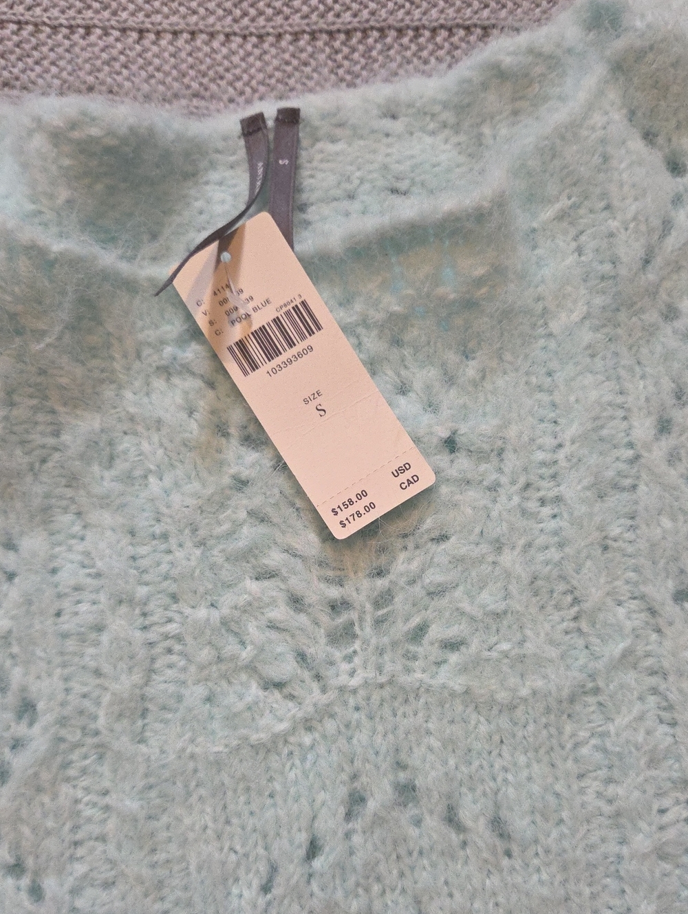 NWT Anthropologie Mint Blue Pointelle Sweater Crew Neck Long Sleeved Small Soft - Picture 4 of 7